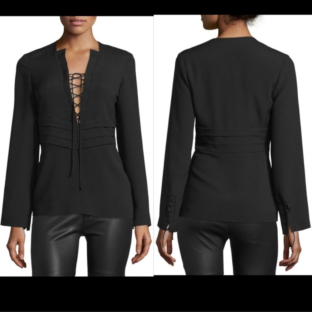 IRO Luana Black Lace-up Long Sleeve Womens Blouse